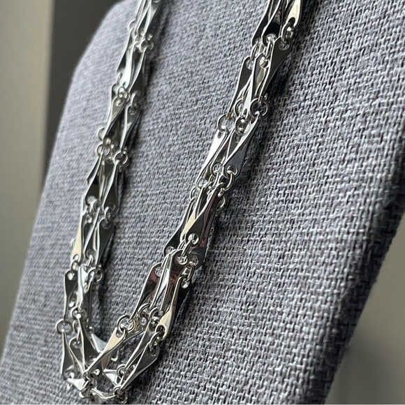 GIVENCHY |Small Bar Link Chain Silver Tone Multi-Strand 16" Long Necklace - Picture 8 of 16